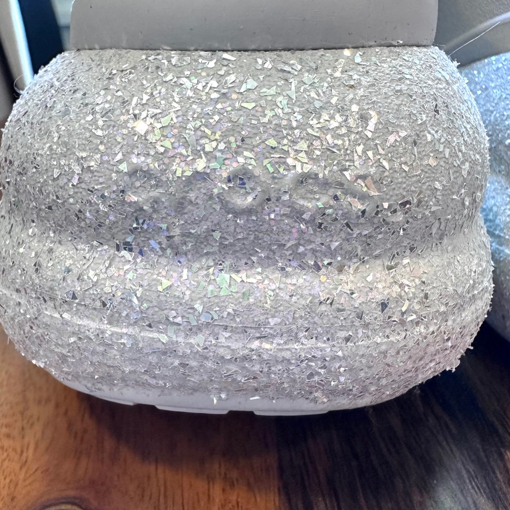 Crocs Classic Crush Glitter Sandals Women 11 Lt Gray Silver Platform Slides - Picture 8 of 14